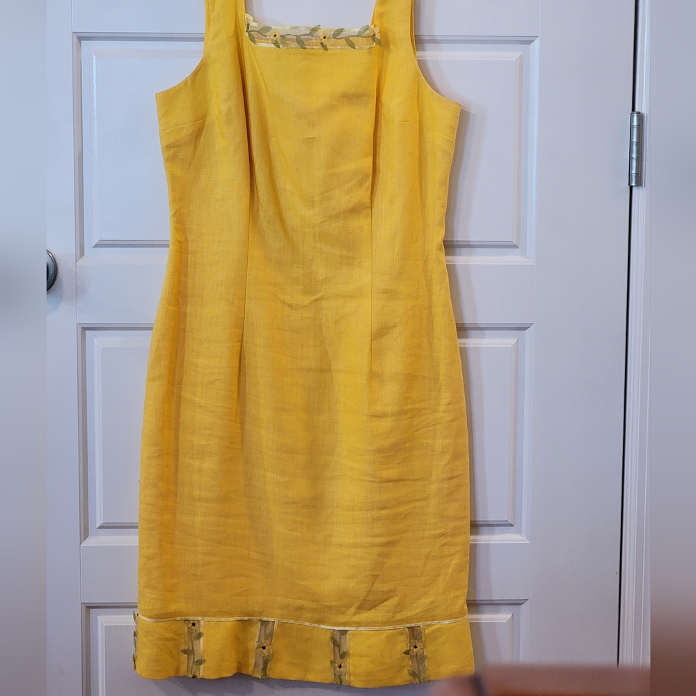 Althule True Vintage Mod Sheath Dress 100% Linen Fully Lined Size 2 - Picture 8 of 16
